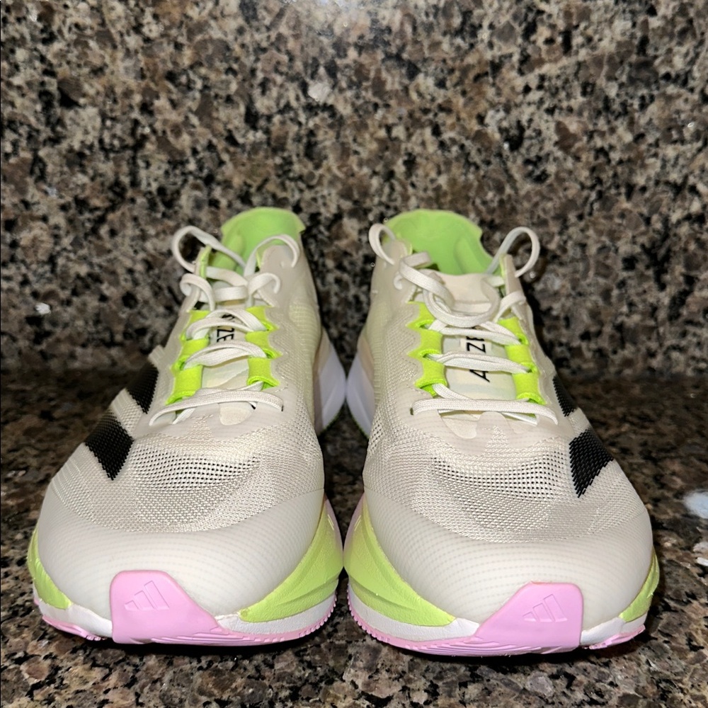 Adidas Boston 12 Women’s White & Neon Green Running Shoes - Picture 3 of 8
